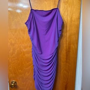 Shein Ruched Purple Mini with Pink Underlay Dress